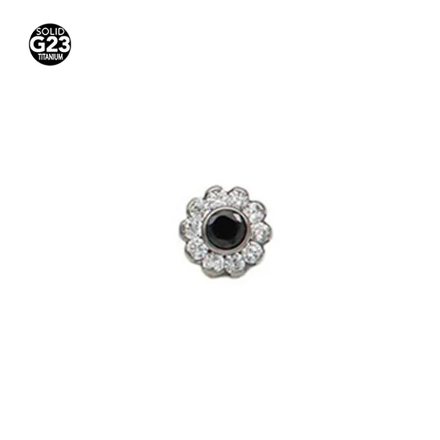 1pz F136 Titanio CZ Ancoraggio Dermal Forma di Luna Micro Ancoraggio Dermal Piercing Fiore Stella Skin Diver Piercing Gioielli per il Corpo 14g