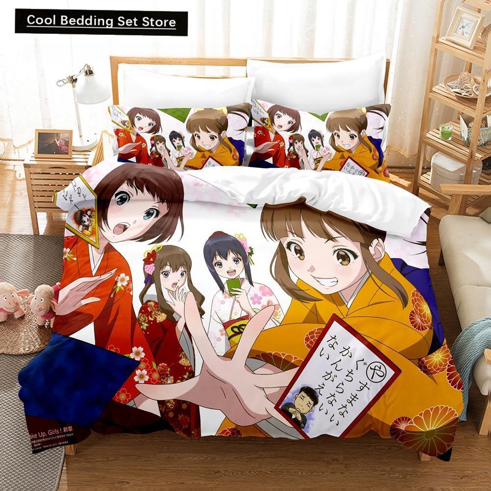 3D Print Anime Kawaii Wake Up, Girls! Bedding Set Single Twin Full Queen King Size Bed Set Adult Kid Bedroom Duvet Cover Sets