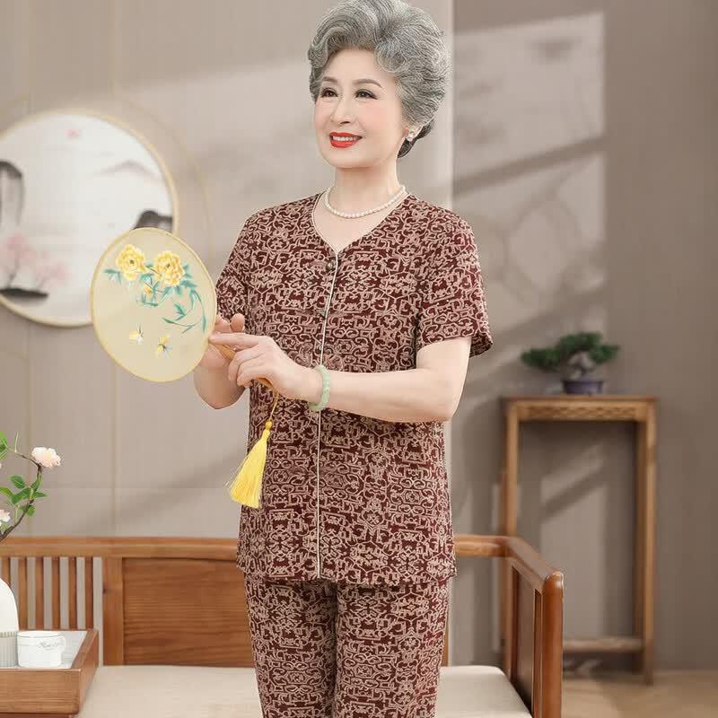 YUZHAOLIN Elderly Women's Summer Tang Suit Set