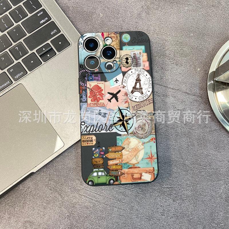 Aircraft collage for iPhone15 mobile phone case 14PROMAX all-inclusive 13 anti-drop 16/15 protective case 17
