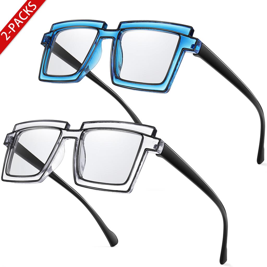 2 Pairs Men and Women's Fashion Sunglasses Square Frame Candy Color Glasses for Parties Shopping and Selfie
