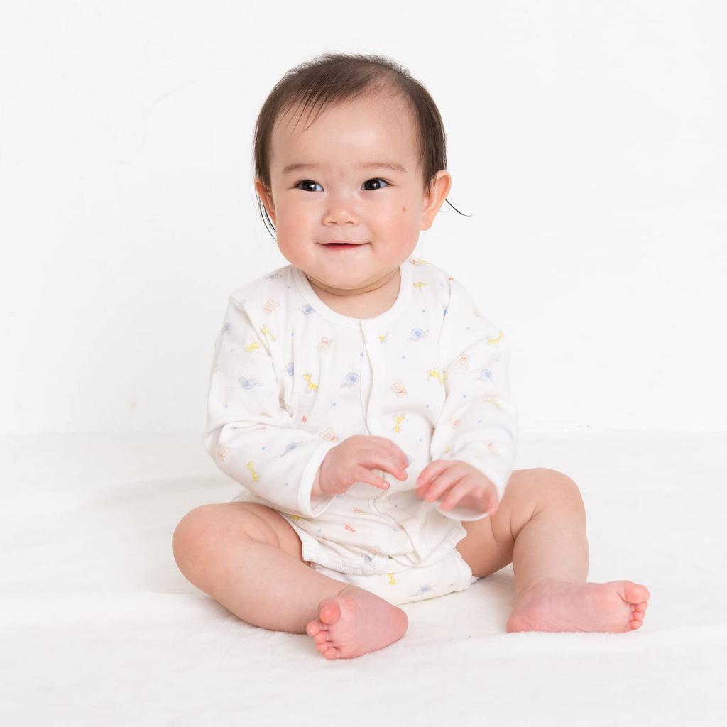 MIKI HOUSE HOT BISCUITS Kids' Long Sleeve Body Shirt, Multicolor, 60cm, 70-1525-574