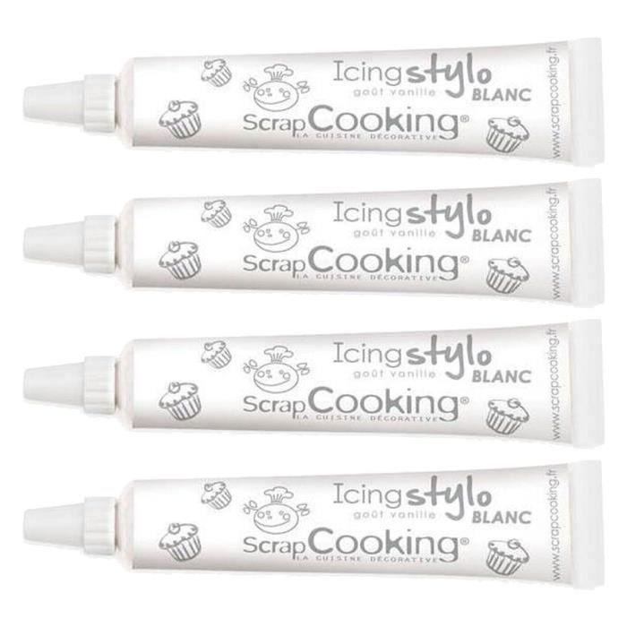 4 stylos de glaçage blancs goût vanille