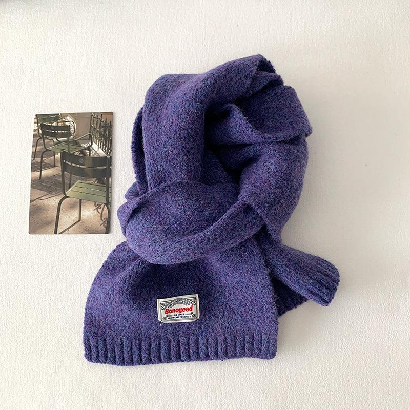Korean autumn and winter new student solid color knitted scarf women's warm neck protection scarf versatile fashion knitted scarf
