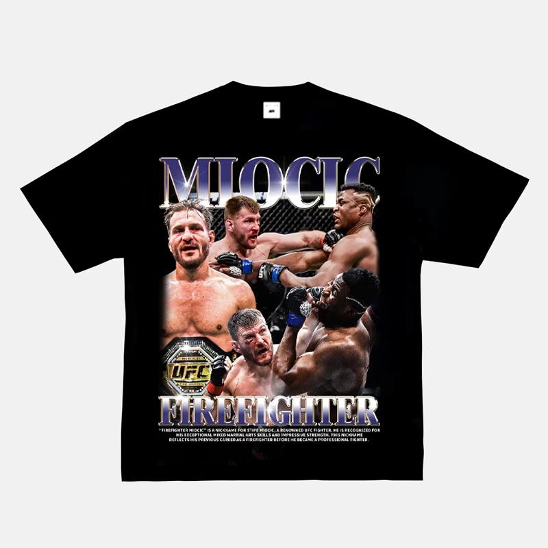 2024 New Fashion Oliveira Oliveira T-shirt UFC Printed Short Sleeve American Vintage Small Neckline Fighting Top Vintage