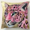 2D Flat- Pink Gold Leopard Print Throw Pillow Cover Machine Washable Decor For Living Room Bedroom