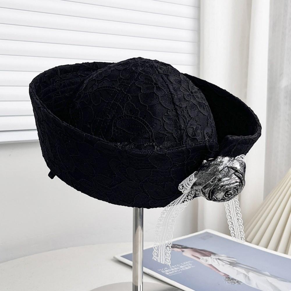 Breathable Lace Sailor Hat Cuffed Brim Beret Cap New Painter's Hat Harajuku Style