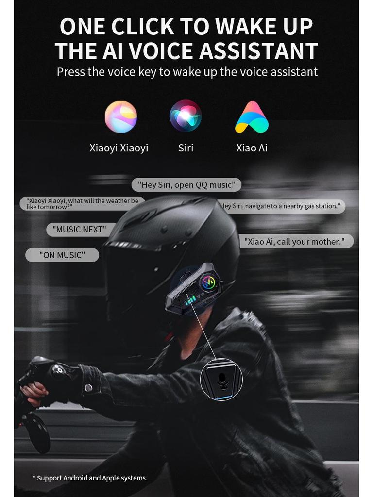 Y10 Waterproof Bluetooth Noise-Cancelling Motorcycle Helmet Headset