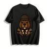 Detective Beaver Retro Trench Coat Plaid Hat Print Casual T-Shirt Pure Cotton T-shirt