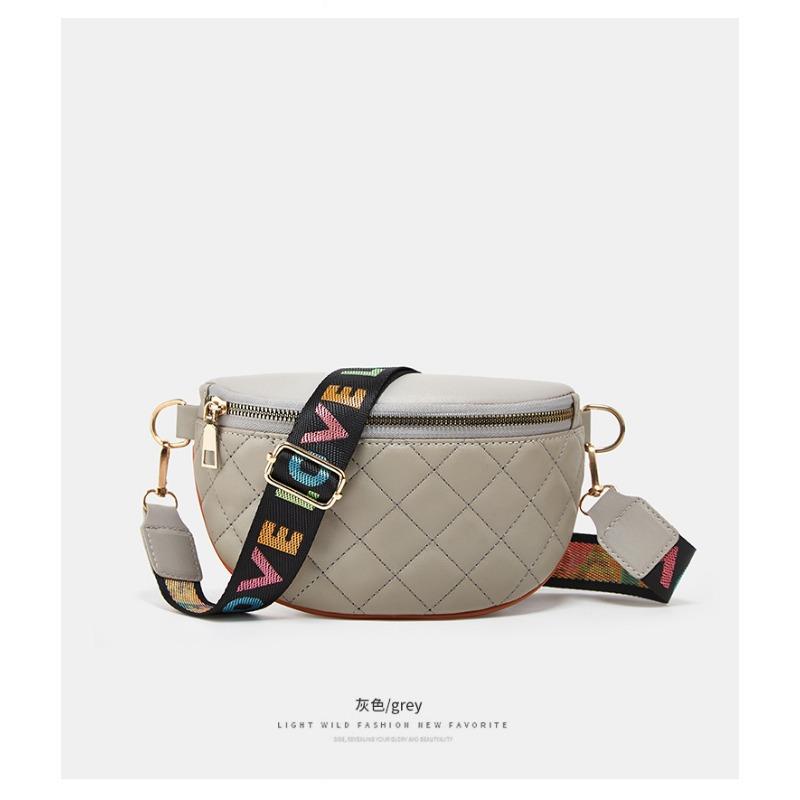 

Fashion embroidered rhombus crossbody zipper fanny pack casual women s bag серый