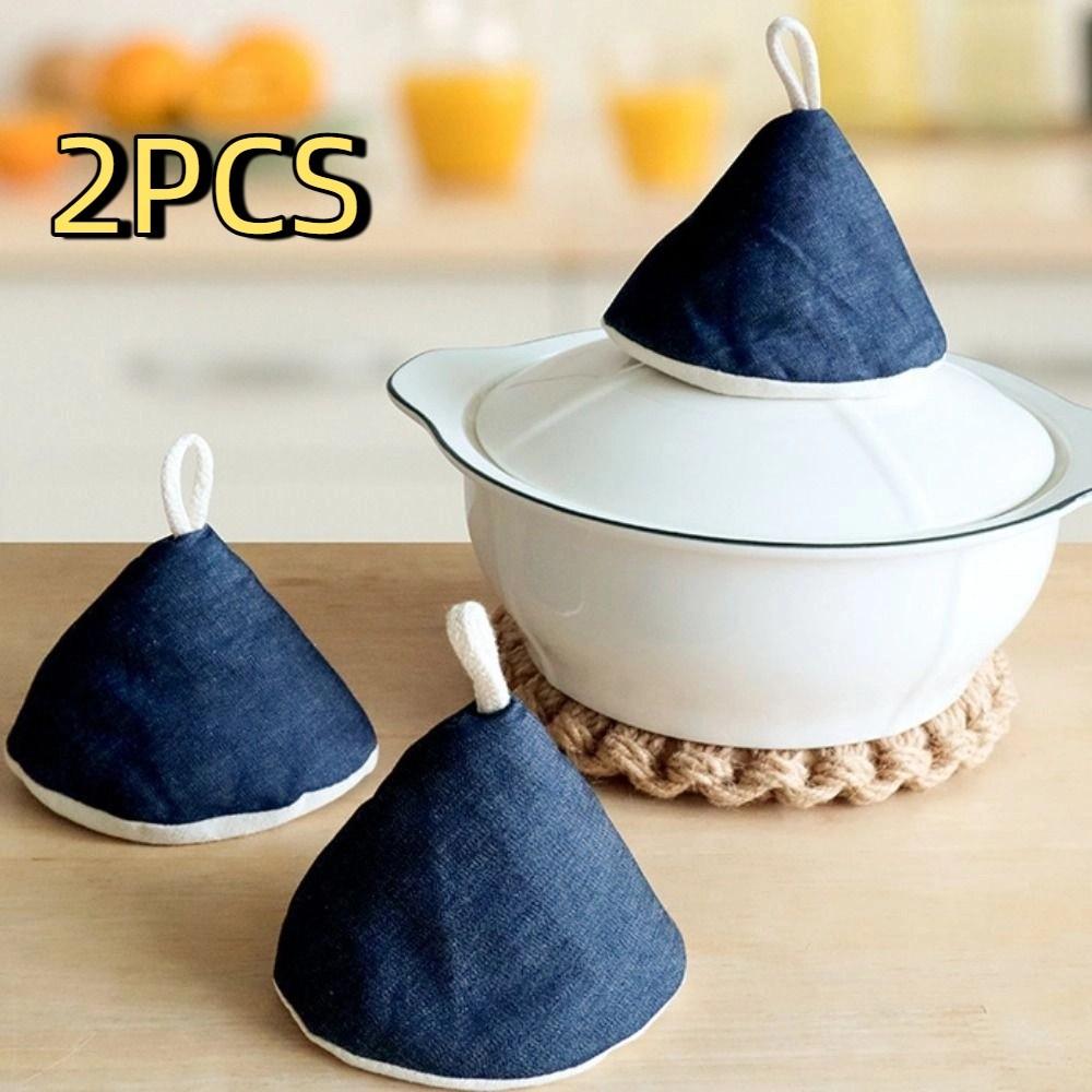 2PCS Cotton Mini Pot Hat Microwave Safe Pot Handle Gloves Anti-Scalding Pot Hat  Microwave Cooking
