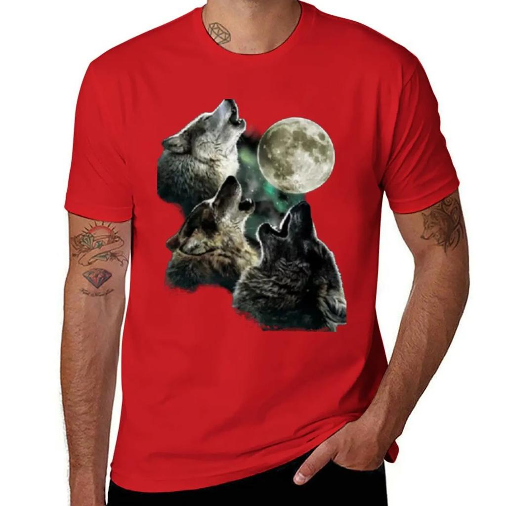Wolves under the moonlight T-Shirt tops basketball graphic tees cheap stuff t shirt for men