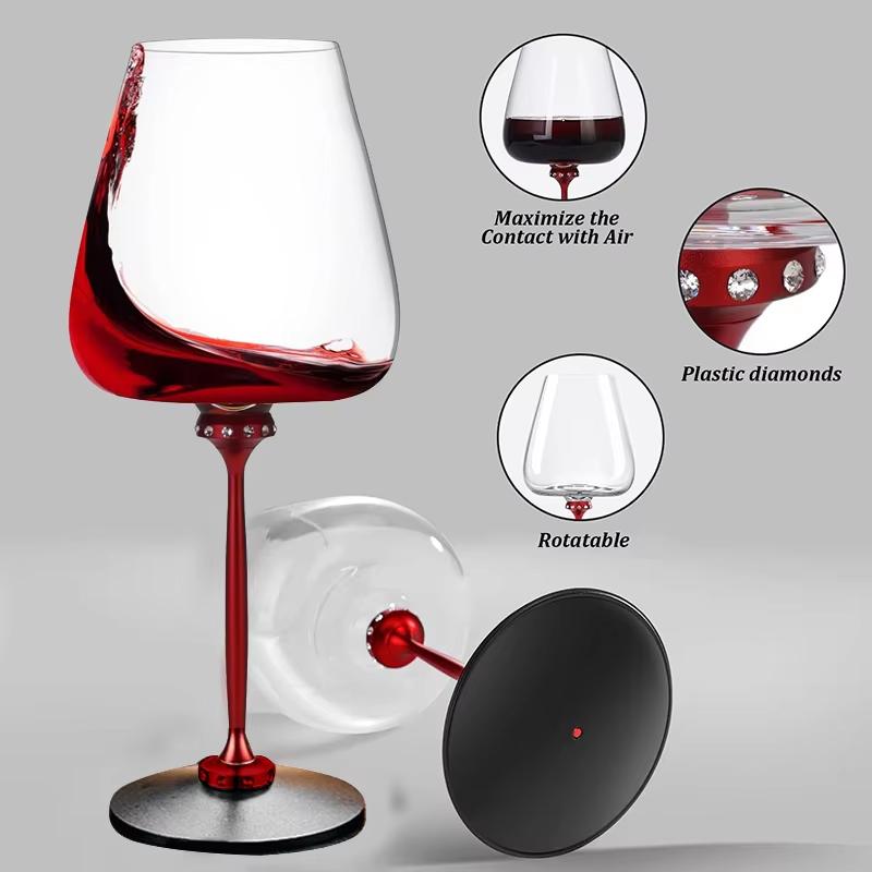 360 Degrees High Speed Rotating Red Wine Glass Handmade High-End Crystal Glass Banquet Wedding Barware