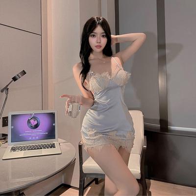 Exquisite Lace Lingerie: See-through Sexy Nightgown