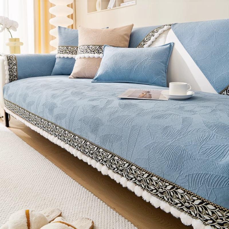 Chenier Sofa Cushion, All-season Universal Matcha Style Sofa Cover, New Light Luxury High-end Backrest Cover Cloth Towel