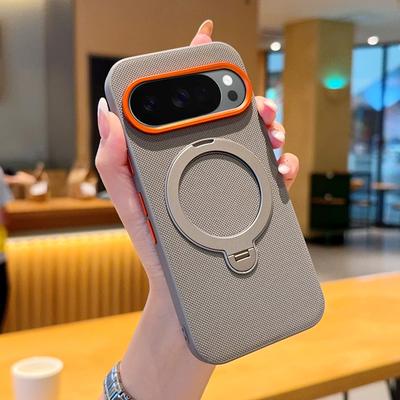 360 Rotating Kickstand Textured Magnetic Phone Case for Google Pixel 10 Pro XL 9A 9 Camera Protection Comfortable Grip Cover