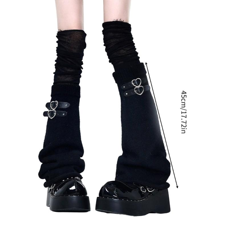 Calze Lunghe Estetiche a Coscia con Catena con Fibbia Harajuku Punk Scaldamuscoli Sopra il Ginocchio Calze Svasate per Donne