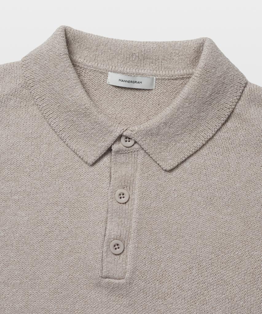 MANNERGRAM Upw Washable Cotton Polo Short Sleeve Knit Light Beige