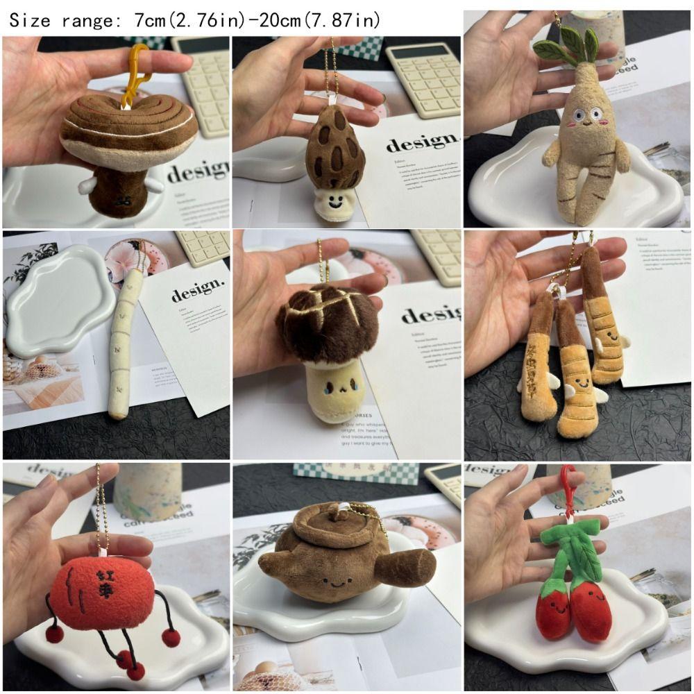 Cartoon Plant Plush Doll Keychain Traditional All-heal Lucky Charm Crying Mushroom Keychain Beads Chain Multicolor Cute Keyrings