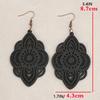 New Vintage Ethnic Style Long Wooden Earrings with Carved Patterns