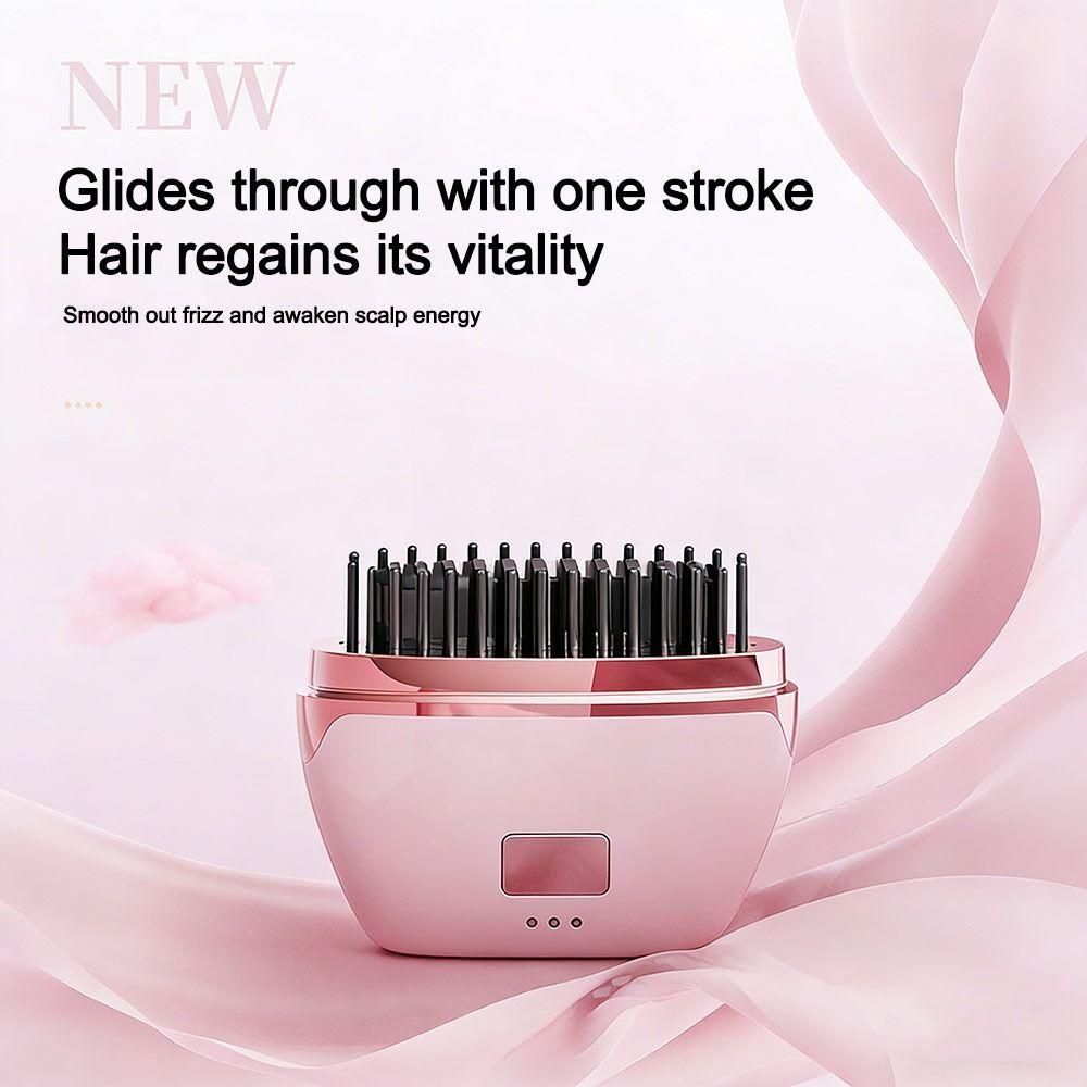 Rechargeable Electric Heating Hair Straightener Brush Cordless Detangler Gifts Hot Comb