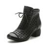 Fashion GKTINOO 2025 Summer Ankle Boots Genuine Leather Shoes Women Mid Heels Sandals Side Zip Boots Cutout Breathable Mujer Zapatos