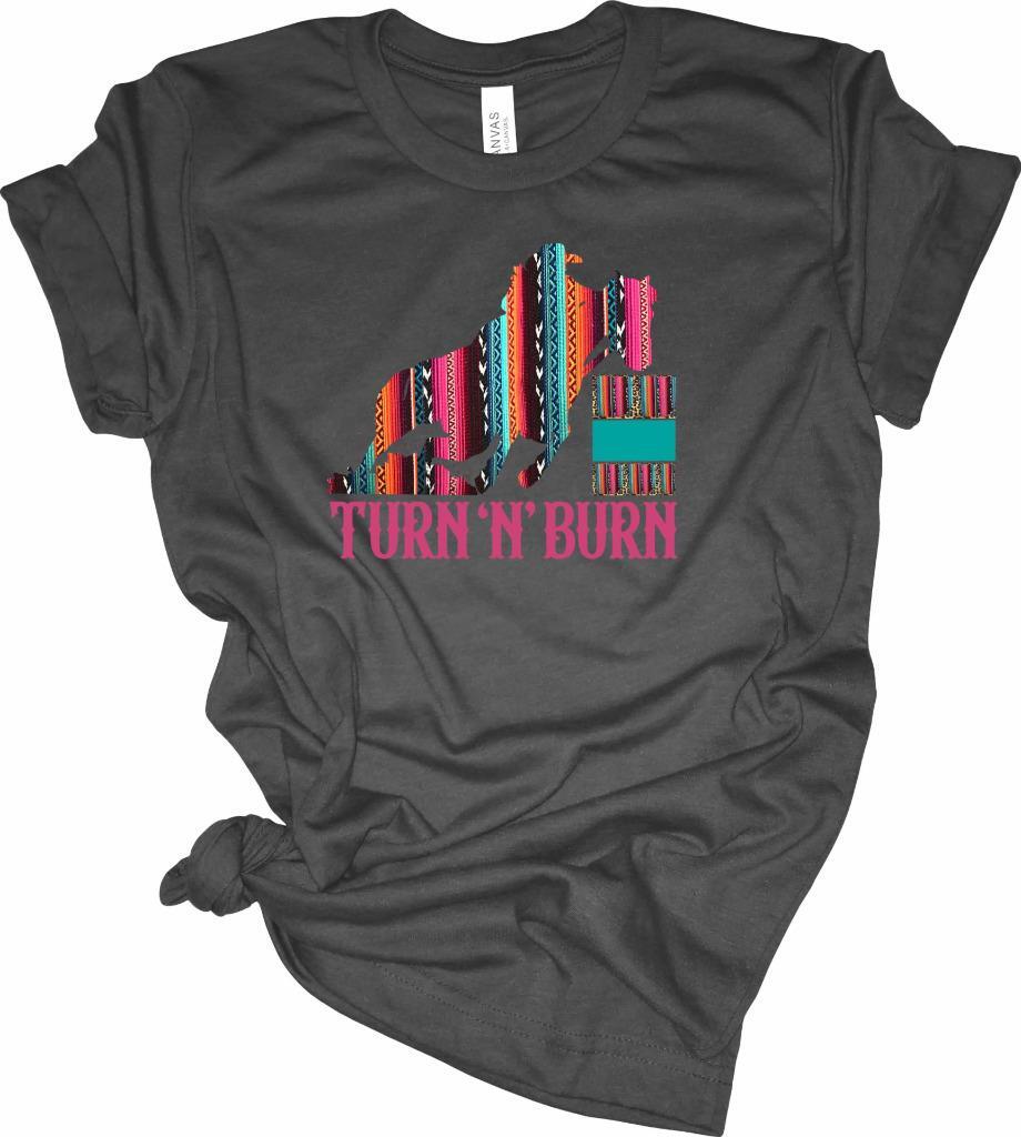 Serape Turn N Burn Barrel Racing T-Shirt Cowgirl Barrel Racer Shirt XXXL