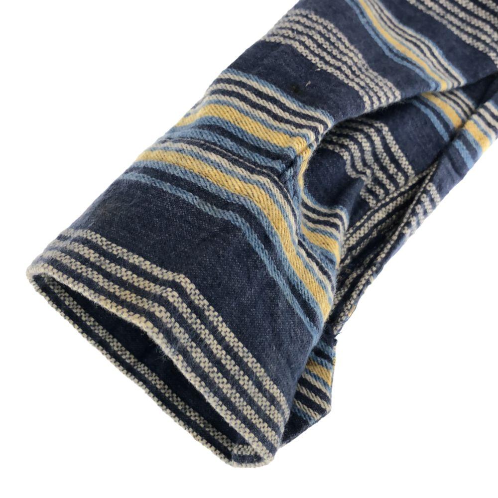 SUGAR CANE Toyo Enterprise Border Long Sleeve Cotton Shirt LARGE Blue Men's Used