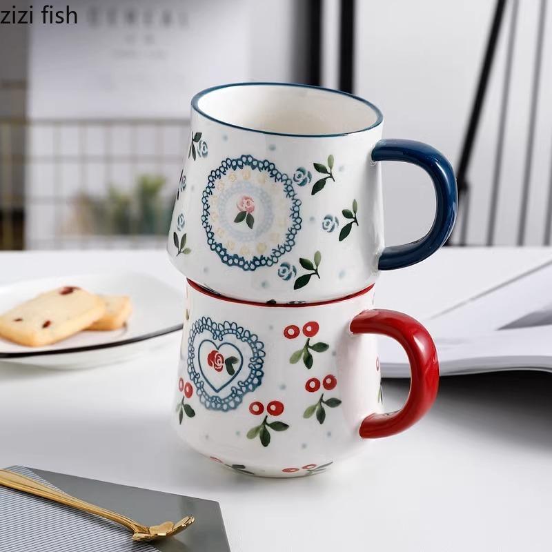 Kreative Süße Kirschkeramik Tasse Büro Kaffeetasse Wasserbecher Teetasse Haushalt Hohe Schönheit Frühstückstassen Milchbecher Saftbecher