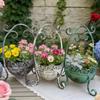 Unique Weathered Metal Flower Pot Container Balcony Vase With Artistic Lace Trim Suitable For Indoor And Outdoor bushes