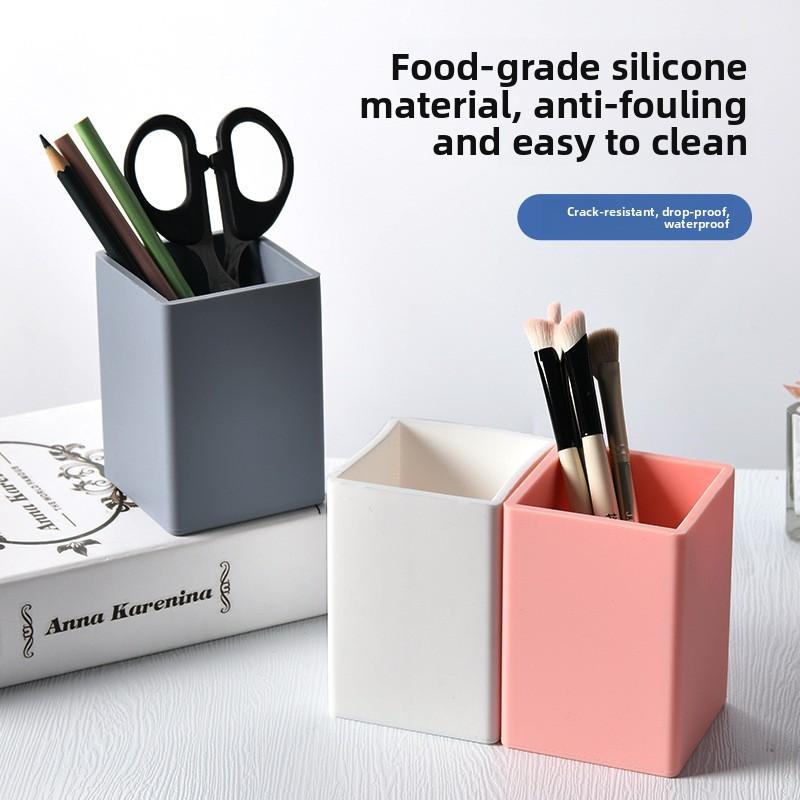 Silicone Printing Pen Holder, Desk, Study Creative Pen Holder, Desktop Ornament, Stationery, Storage Box.