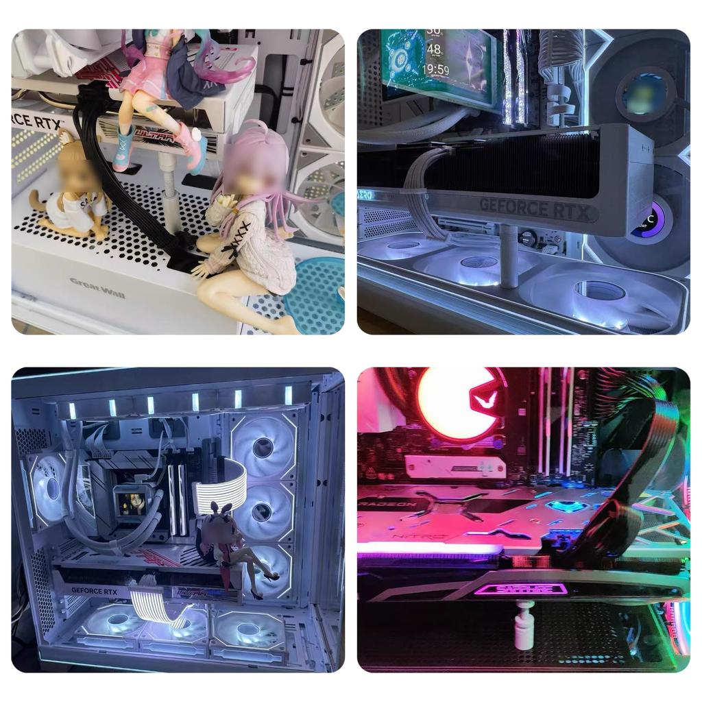 BLOOPIC GPU Graphics Card Long GPU Support, 2-Pack, Bracket, White, Adjustable, Style, Stand, Anti-Sagging Bracket, Short/Long (White, 74-120mm)