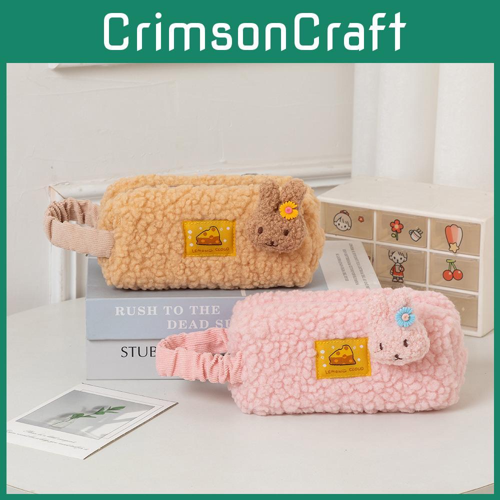 Plush Cartoon Rabbit Pencil Case With Large Storage For Students Gift School
