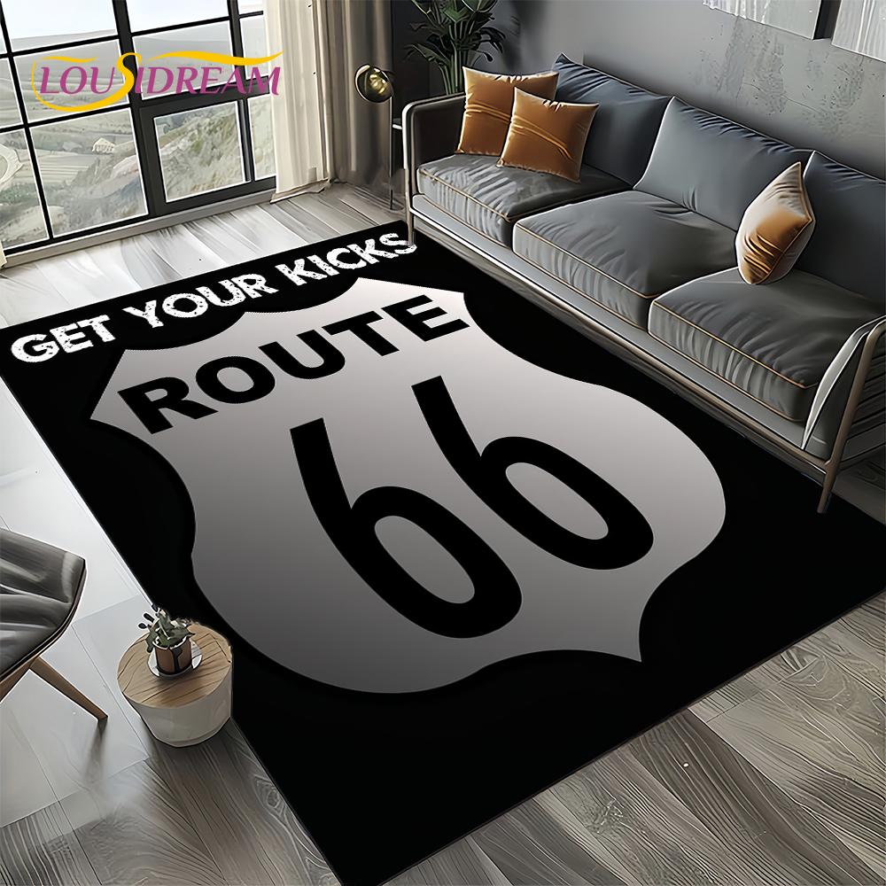 Retro America Historic Route 66,Mother Road,mãe EstradaCarpet Rug for Living Room Bedroom Home Sofa,Area Rug Non-slip Floor Mat