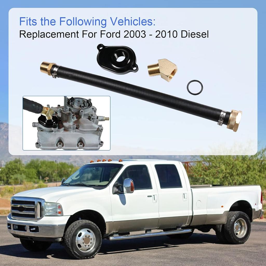 CARMOCAR 6.0L Oil Cooler Flush Kit with Black Aluminum Anodize Adapter replacement for Ford 2003 2004 2005 2006 2007 2008 2009 2010 Diesel