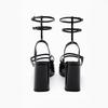 2025 spring new product black ankle strap patent leather thick heel bag head sandals square head single shoes women's Mary Jane high heels