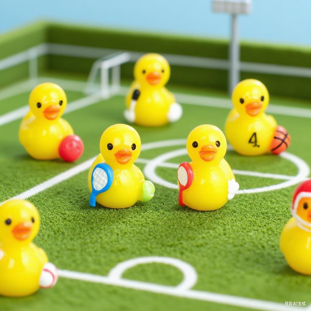 

10/20pcs Mini Resin Duck Figures Yellow Sport Style Duck Football Basketball Rugby Duck Miniature Animals Ornaments designed for DIY -A7972