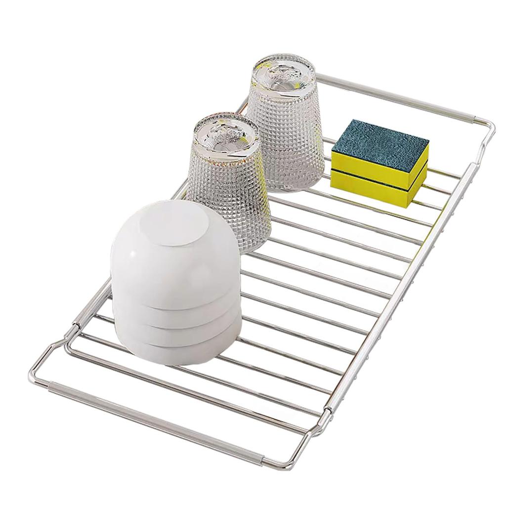 Paniki Dish Stainless Over the Space Dish Drying Heavy Dish Storage Drainer, Expandable, Steel, Sink, Saving, Stand, Foldable, Compact, Rack,