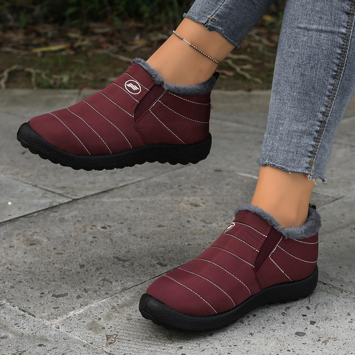 

Очень теплые зимние ботинки большого размера 48 - Нескользящая толстая подошва, Зимние ботинки с круглым носком, Минималистичный дизайн однотонного цвета для походных ботинок для улицы 38 красный