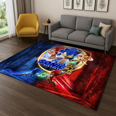 Classic S-Sonic Game Cartoon Hedgehog Carpet Rug for Bedroom Living Room Sofa Home Decor,kids Area Rug Non-slip Floor Mat Gift