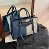 Fashion color matching large-capacity bag women's 2025 autumn new simple casual tote bag commuter shoulder bag