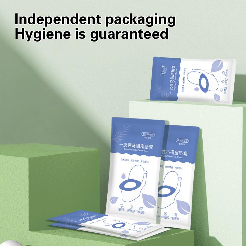 10 Stück biologisch abbaubare Einweg-Toilettensitzabdeckungen WC-Toilettenmatten Reise-Camping-Hotel-Badezimmer-Zubehör Toilettenpapier-Pads
