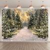 2D Magical Winter Pine Forest Backdrop Snow Path Christmas Wonderland