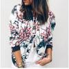 Women's Casual Floral Zip Up Bomber Jacket Coat Stand Collar Lightweight Short Outwear Tops New Round Neck Printed Fashion Zipper Jacket