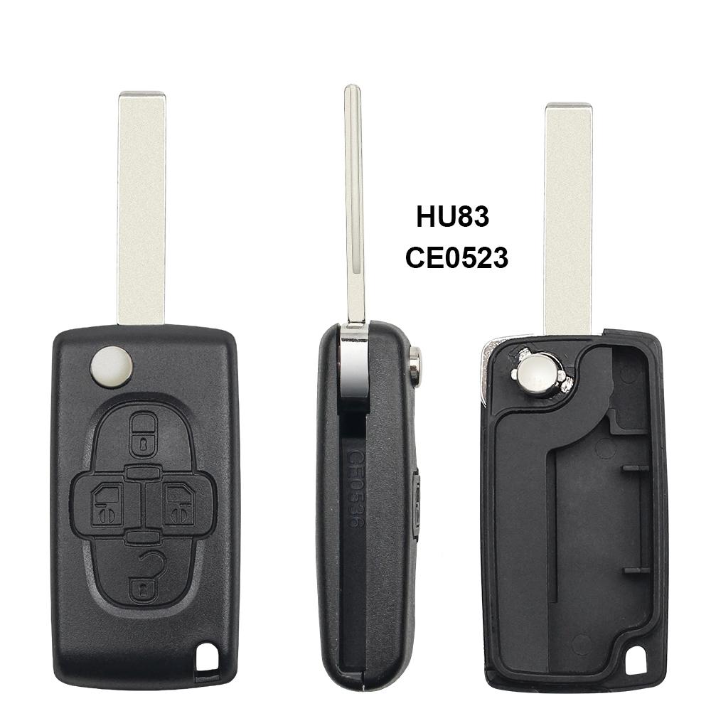 4 Buttons Flip Floding Remote Key Case Shell Fobs for Peugeot 307 308 408 1007 for Citroen C4 C5 C8 Triomphe Quatre Uncut Blade with Groove CE0523