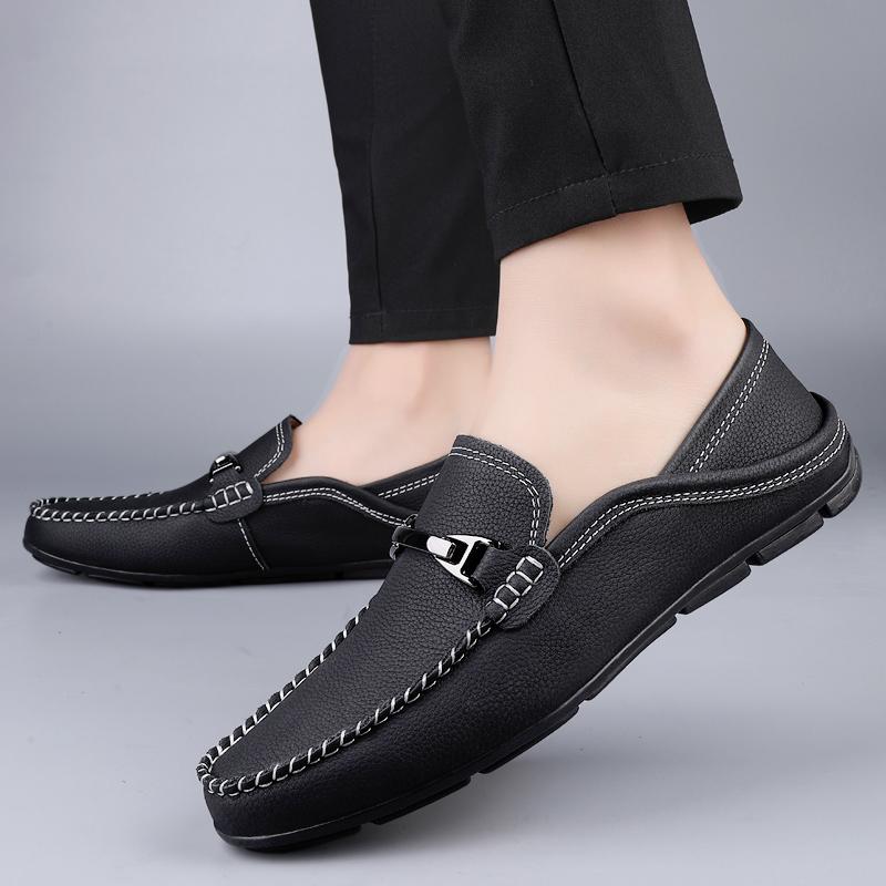 Fashion 2024 Summer Fashion Luxury Men's Business Slip-on Loafers Male Office Leather Shoes Soft Light Driving Shoes Black Casual Party