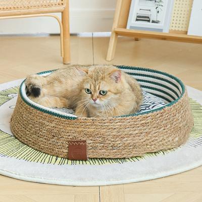 Vine Woven Cat Nest, Four Season Universal Pet Nest Mat, Scratch Resistant Japanese Style Cat House Nest, Breathable And Comfort