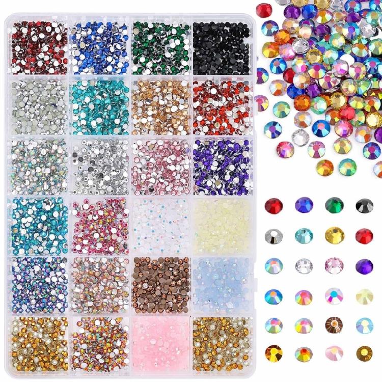 24 Grids Flat Back Nail Art Rhinestones Resin Nails Art Charms Glass Crystal AB Rhinestones for Women 1