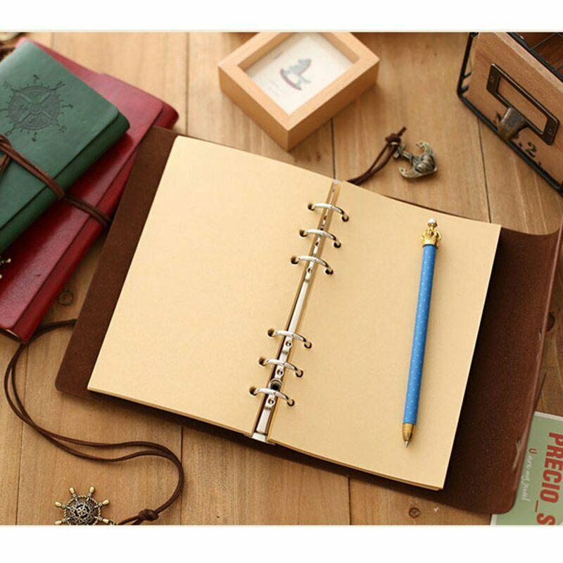 New A6 Vintage Pirate Ship Notebook Diary Leather Loose Leaf Book Travel Journal