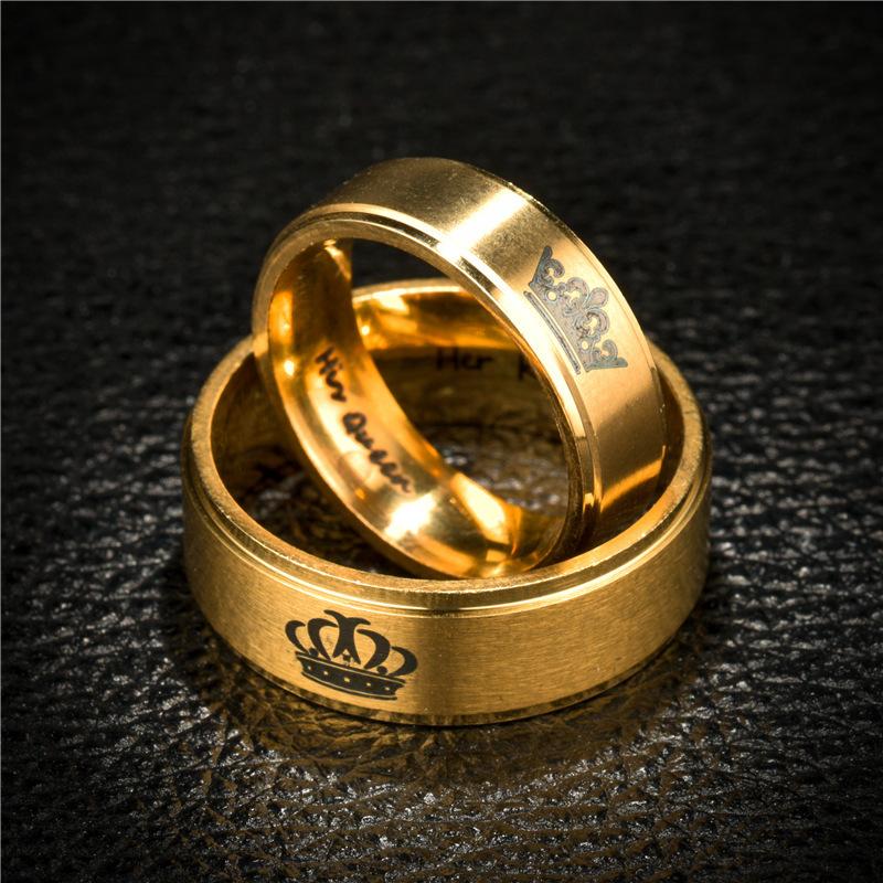 1Pcs Fashion Crown Queen Pattern Titanium Steel Ring